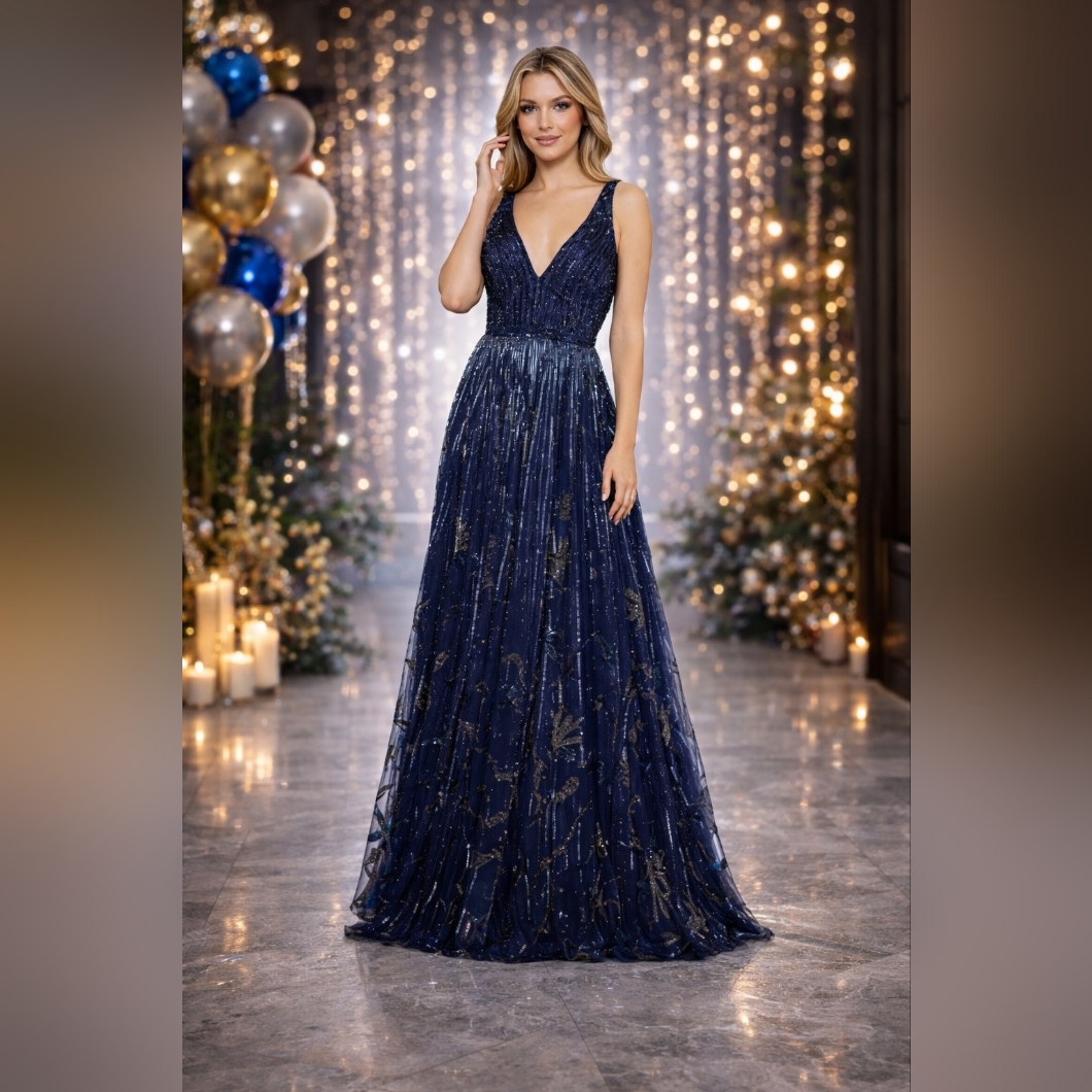 Mac Duggal Navy Silver Sequin Gown Nwt Size 10 | Formal Prom Pageant Evening Dre